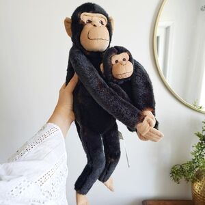 IKEA Klappar Apa Brown Monkey Mother And Baby Plush 22" Stuffed Chimp Chimpanzee
